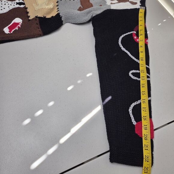 Vintage 90s Storybook Knits Womens Blue Playful Dogs Cardigan Sweater Size 1X - Picture 6 of 15